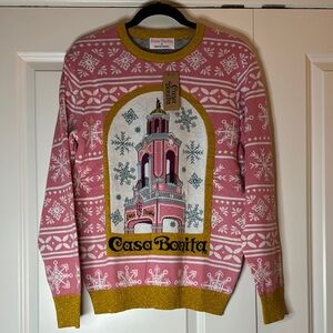 Casa Bonita South Park Pink Ugly Christmas Sweater Gold Glitter S Rare Holiday